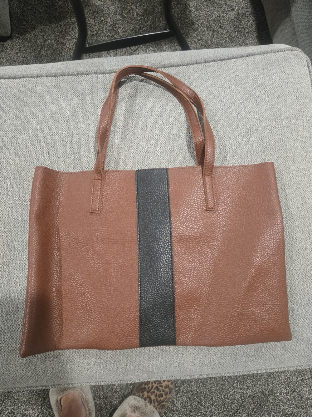 Brown Tote Bag with Black Center Stripe - Men Bags